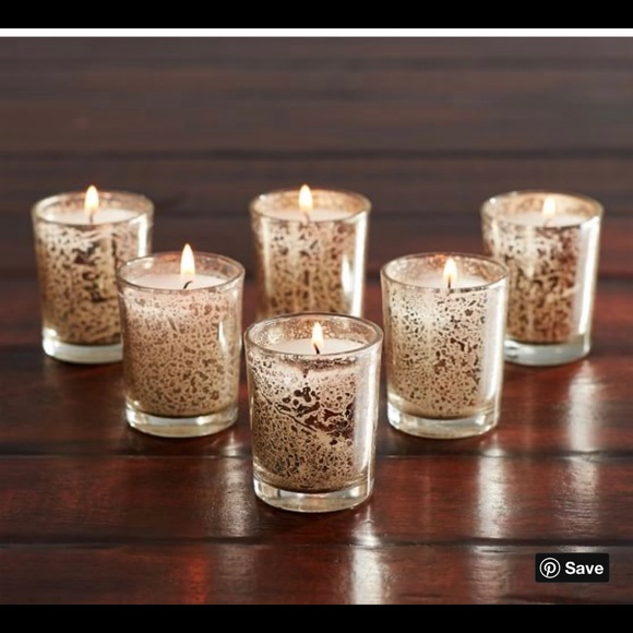 Pottery barn mecury glass votive candle set